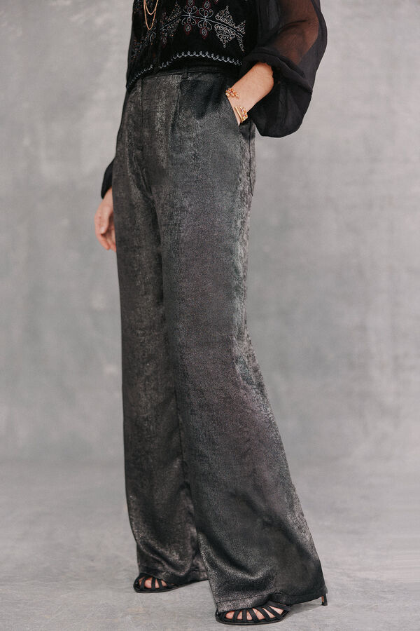 Hoss Intropia Penélope. Pantalón amplio con lurex Gris