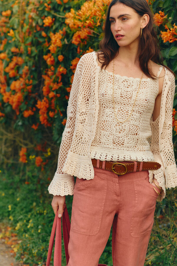 Hoss Intropia Sabina. Top crochet Marfil