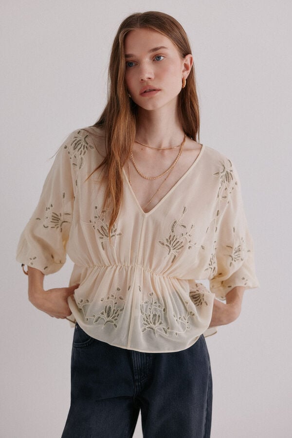 Hoss Intropia Catena. Blusa bordada Verde