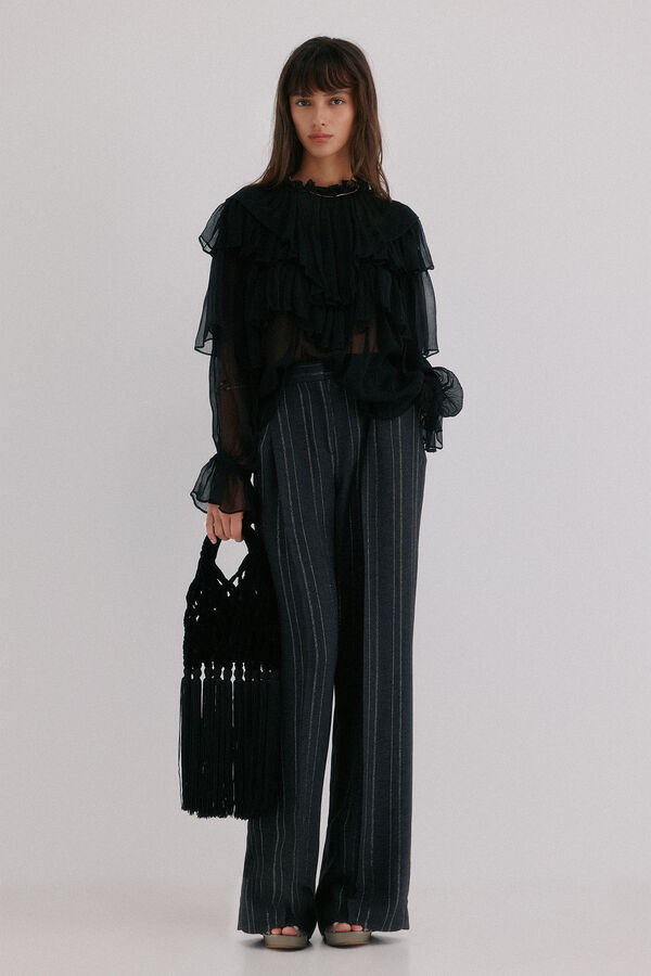 Hoss Intropia Naroa. Bolso de crochet de terciopelo Negro