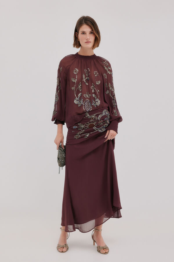 Hoss Intropia Ranira.Falda beads Granate