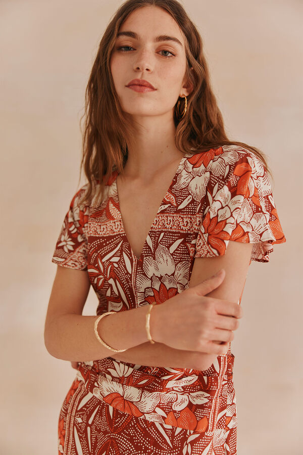 Hoss Intropia Alondra. Vestido estampado Estampado Naranja