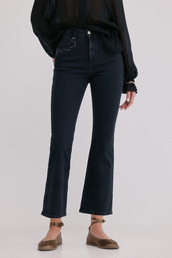 Hoss Intropia Basileia. Calça jeans com tachas Cinzento