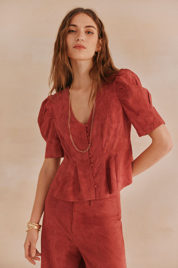 Hoss Intropia Armanda. Top jacquard Coral