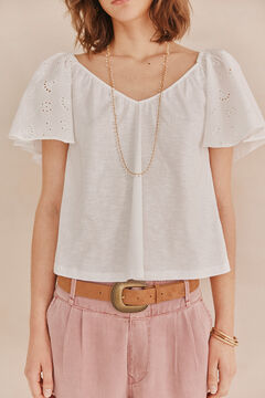 Hoss Intropia Matilde. T-shirt folhos Branco