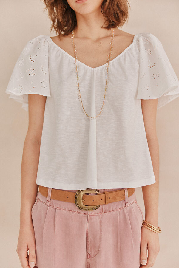 Hoss Intropia Matilde. Camiseta volantes Blanco