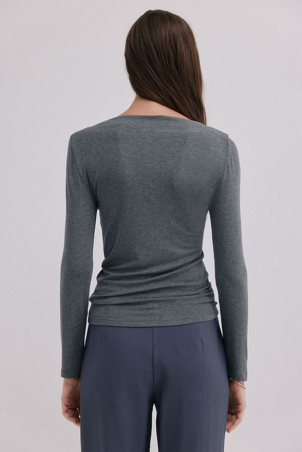 Hoss Intropia Mercedes. Top drapeado Gris