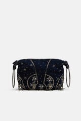 Hoss Intropia Noa. Bolso bordado de terciopelo con anillas Azul marino