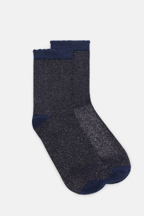 Hoss Intropia Leona. Meias em algod&atilde;o com glitter Azul