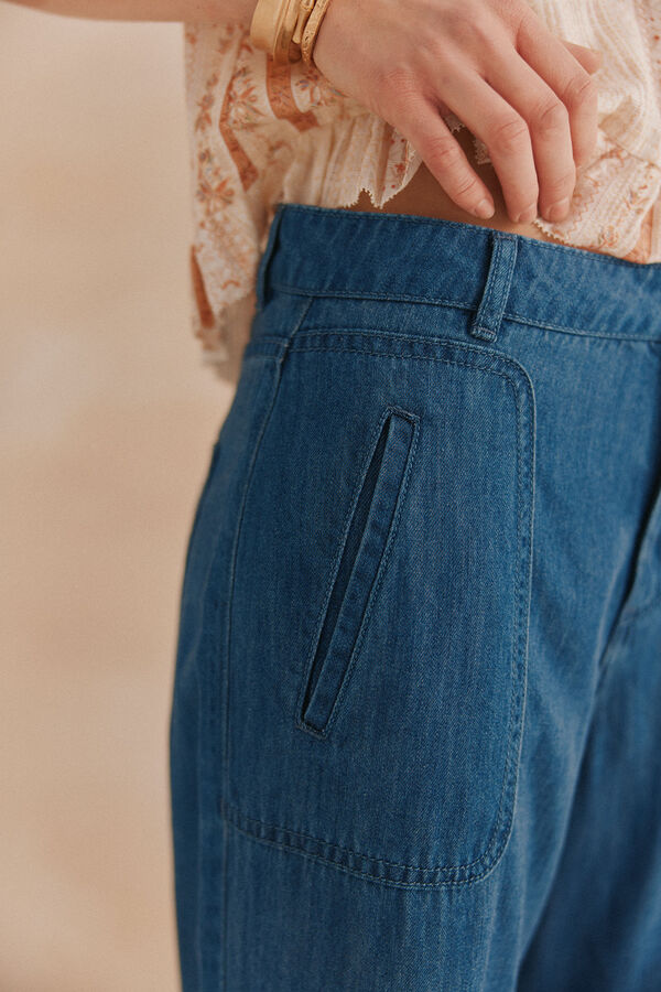 Hoss Intropia Paris. Calça tencel Azul