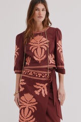 Hoss Intropia Guadalupe. Blusa de algod&oacute;n Granate