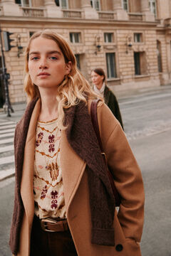 Hoss Intropia Felisa. Blusa bordado boho. Beige