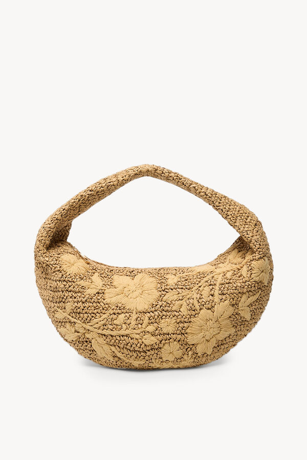 Hoss Intropia Nélida. Bolsa de ráfia bordada. Beige