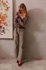 Hoss Intropia Briana. Jeans wide leg Beige