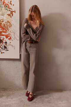 Hoss Intropia Briana. Jeans wide leg Beige