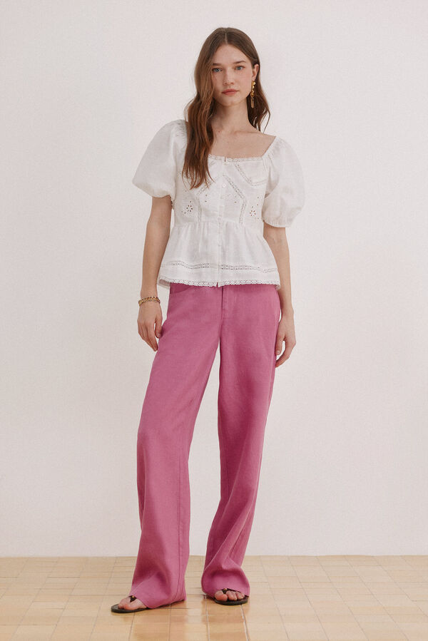 Hoss Intropia Gaia. Blusa rom&aacute;ntica peplum Marfil