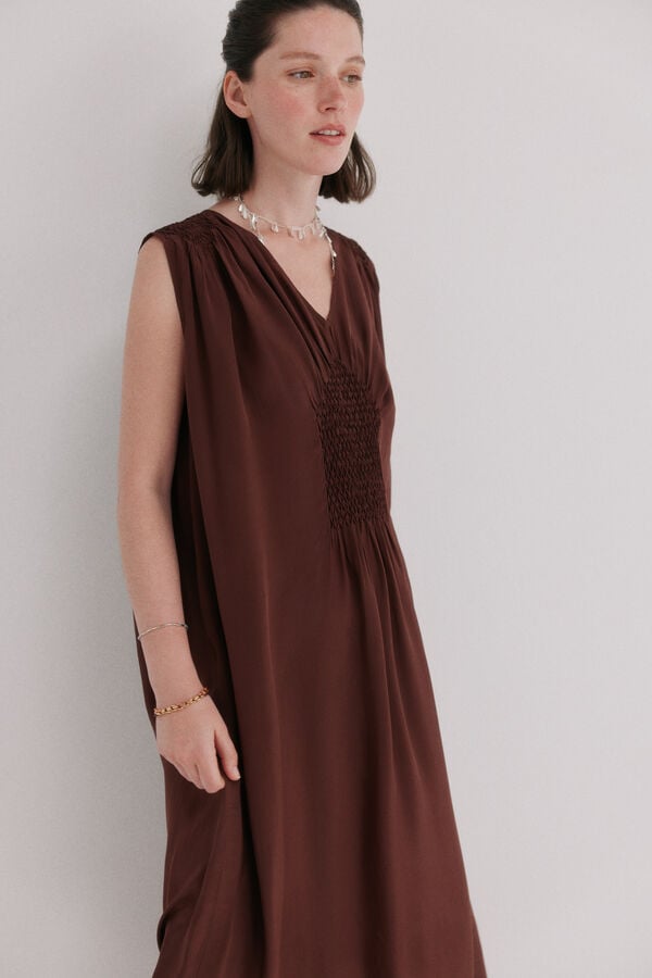 Hoss Intropia Aura. Vestido midi fluido Vermelho