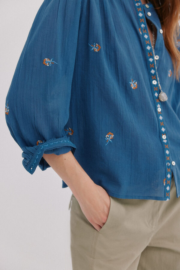 Hoss Intropia Cesca. Blusa bordada Azul marino