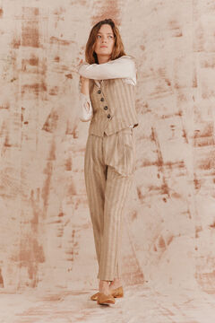 Hoss Intropia Barbara. Pantalones rayas Marfil