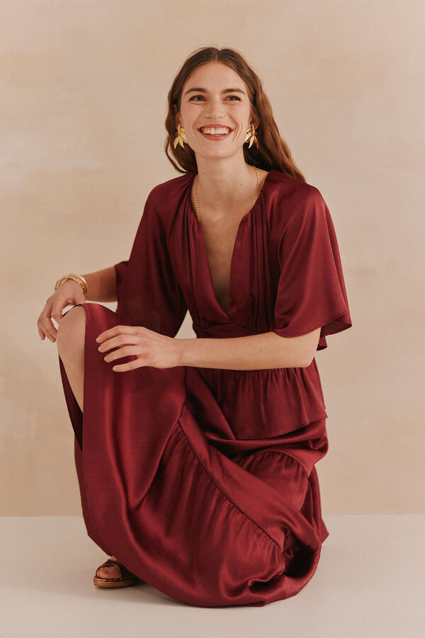 Hoss Intropia Ariadna. Vestido fluido paneles rojo