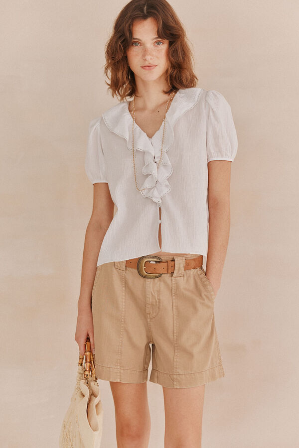 Hoss Intropia Pai. Bermudas Flowy Ecru