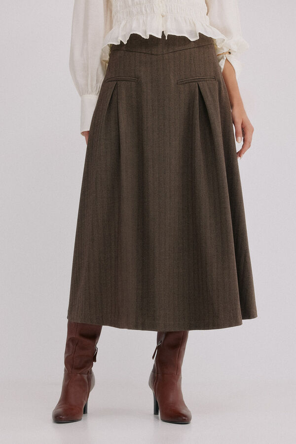 Hoss Intropia Reis. Saia plissada Castanho
