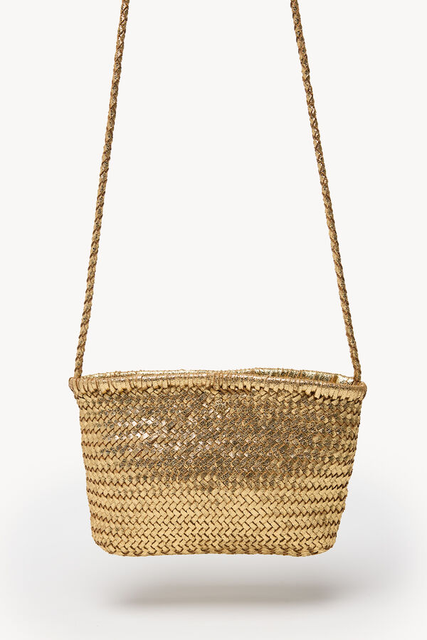 Hoss Intropia Noelle. Bolsa mala de tiracolo de pele trançado Dourado