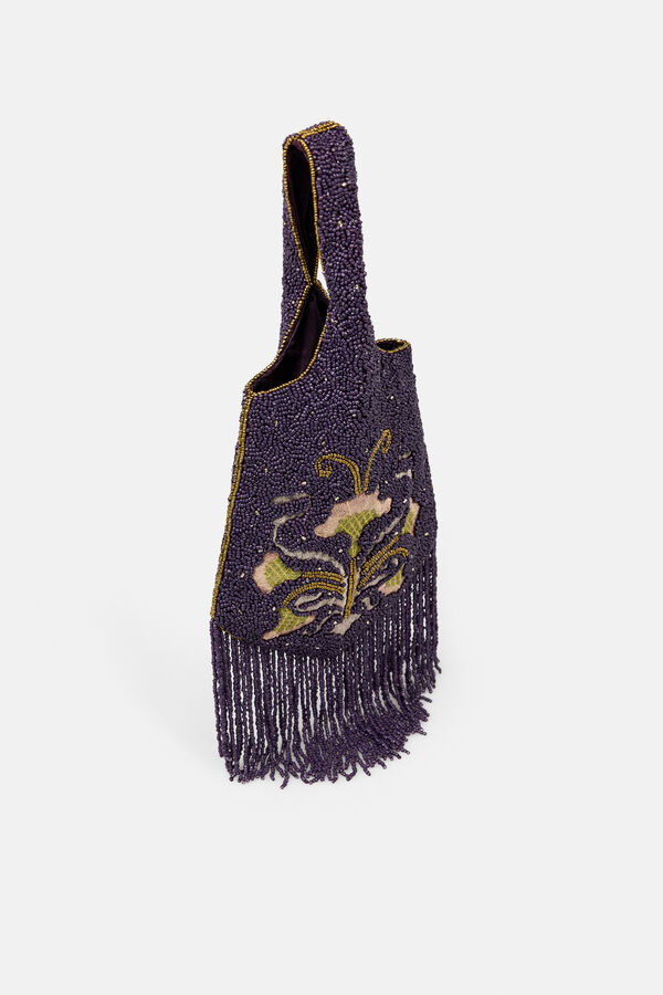 Hoss Intropia Nerea. Bolso Bordado con flecos Estampado morado