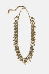 Hoss Intropia Lubna. Colar curto flores banhado a ouro Dourado