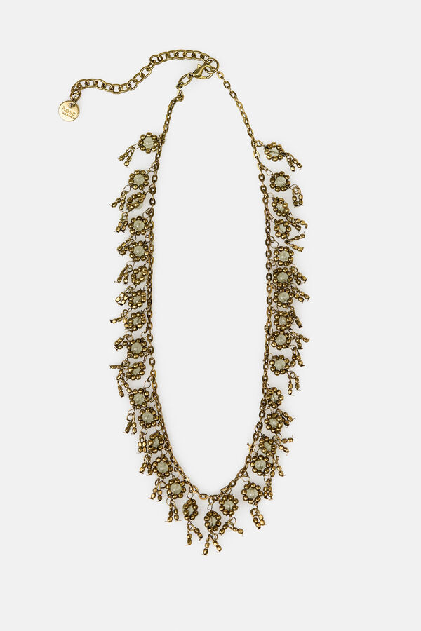 Hoss Intropia Lubna. Colar curto flores banhado a ouro Dourado