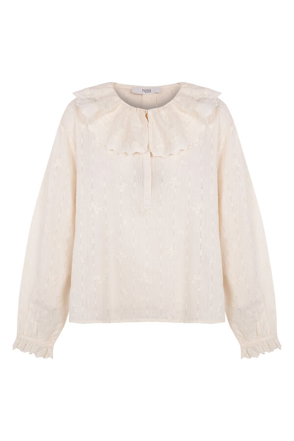 Hoss Intropia Reyes. Blusa com gola maxi. Ecru