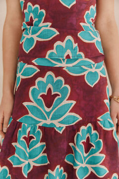 Hoss Intropia Rosa. Saia estampada com folhos. Roxo