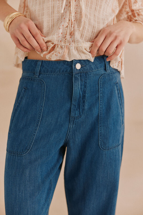 Hoss Intropia Paris. Calça tencel Azul