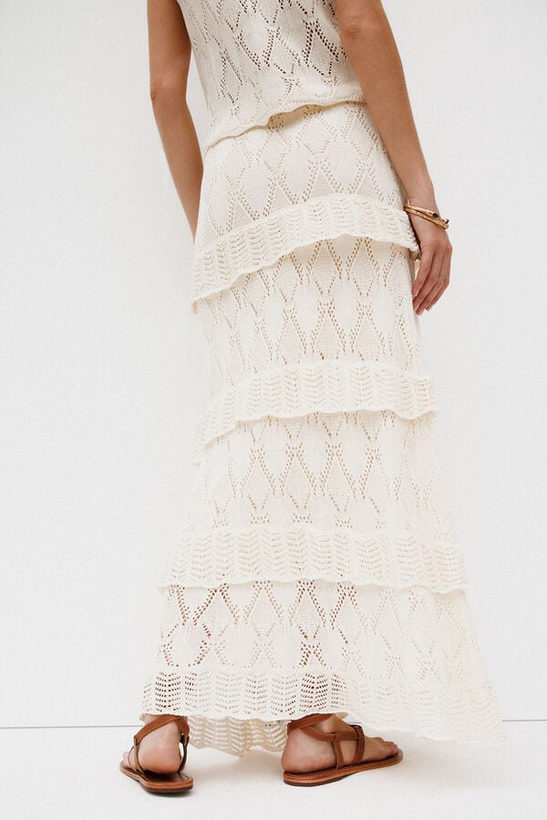 Hoss Intropia Raquel. Saia midi de malha Beige