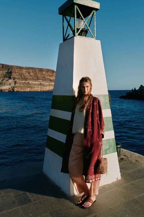 Hoss Intropia Entra. Quimono de linho comprido Granada