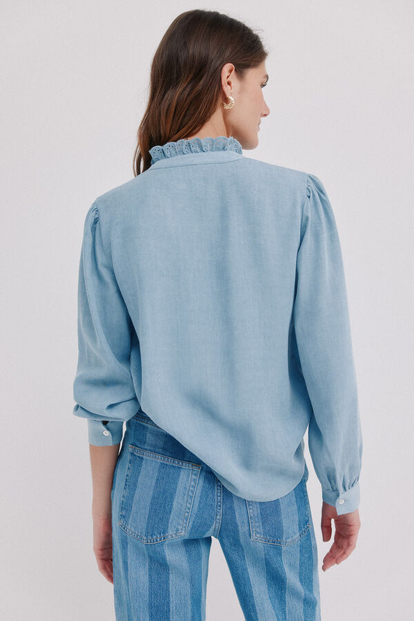 Hoss Intropia Cintia. Blusa com folho na carcela Azul