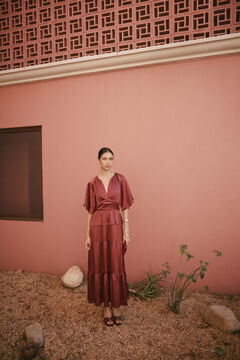Hoss Intropia Ariadna. Vestido fluído com painéis Vermelho