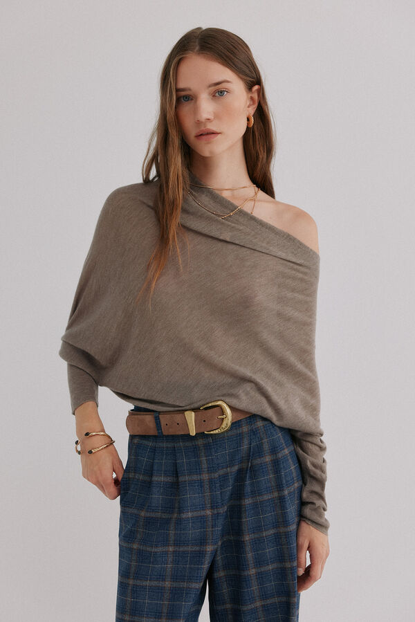 Hoss Intropia Nica. Jersey escote asimétrico Gris