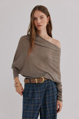 Hoss Intropia Nica. Jersey escote asimétrico Gris
