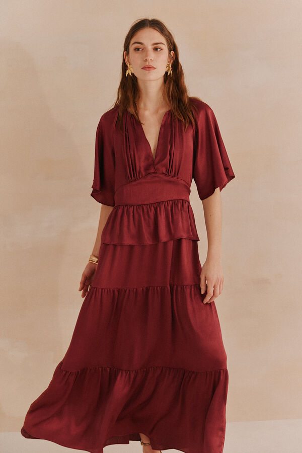 Hoss Intropia Ariadna. Vestido fluido paneles rojo