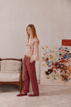 Hoss Intropia Paloma. Pantalones rayas Granate