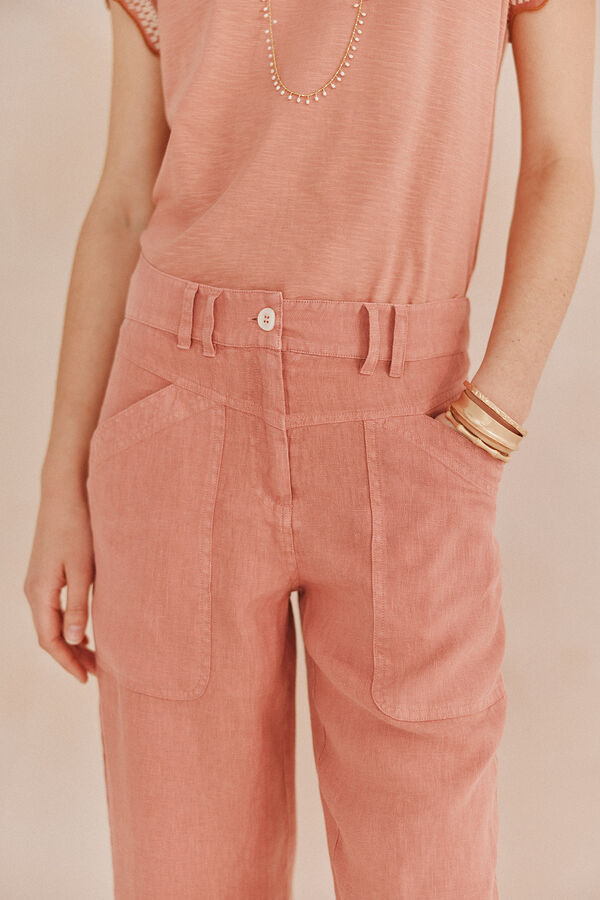 Hoss Intropia Priya.Pantalon lino Rosa