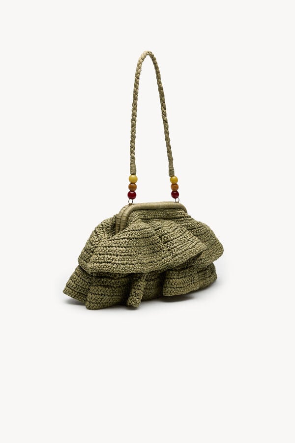Hoss Intropia Nagore. mala com folhos de fibras naturais Verde