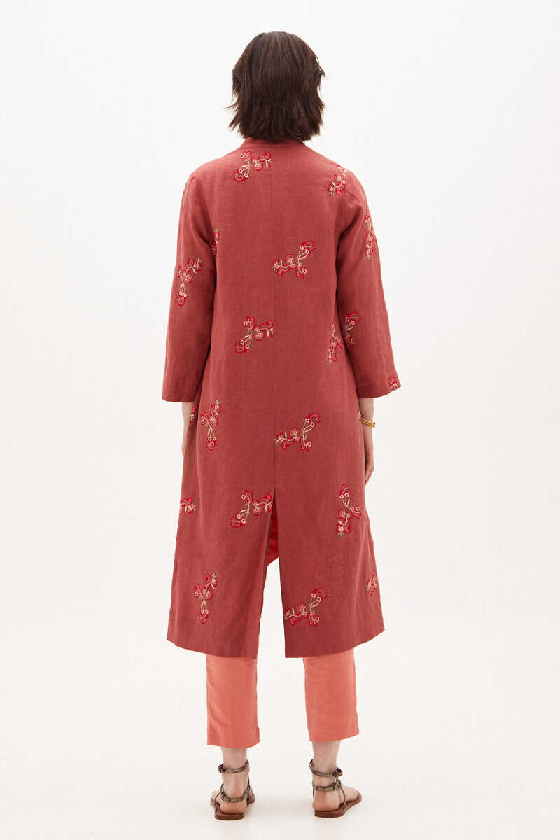 Hoss Intropia Carmina Kimono largo bordado Estampado Naranja