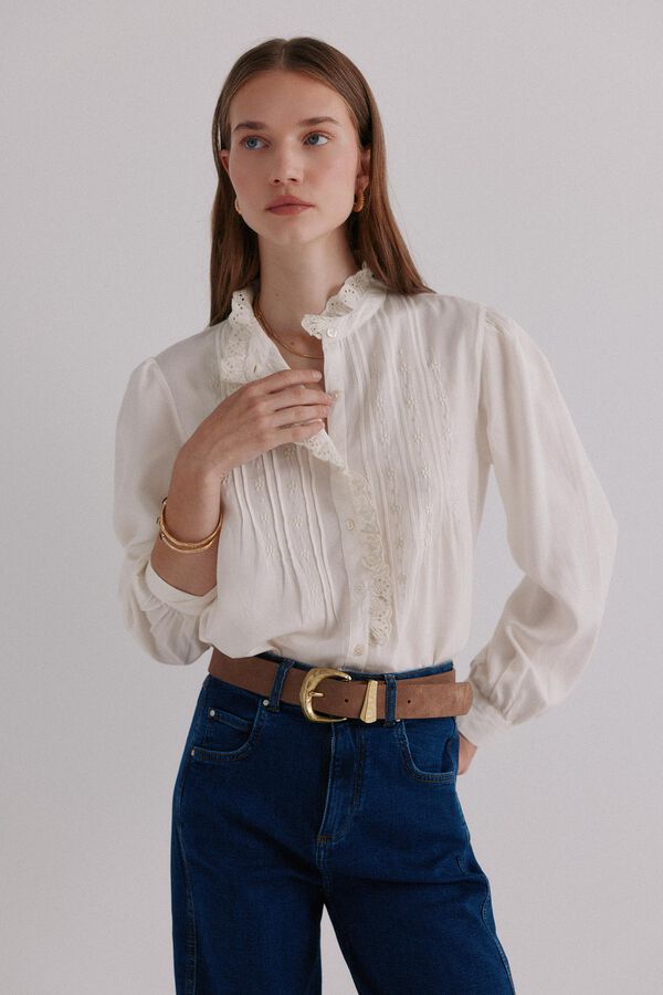 Hoss Intropia Colette. Blusa bordada Ecru