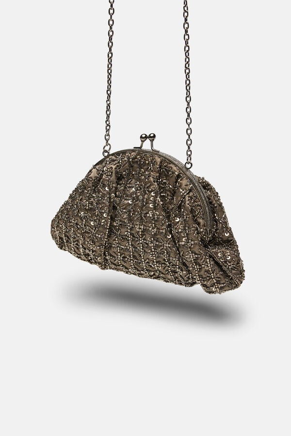 Hoss Intropia Nuria. Clutch bordado Gris
