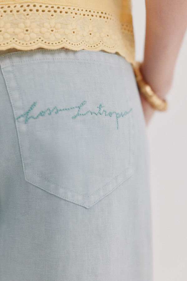 Hoss Intropia Cal&ccedil;a em linho Paupa Azul