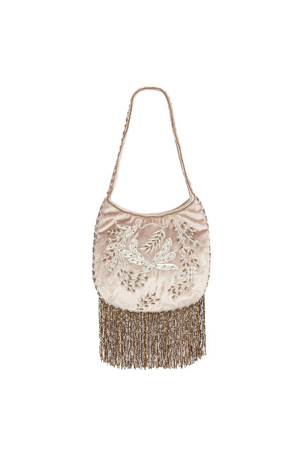 Hoss Intropia Nidia. Bolso bordado con flecos Dorado
