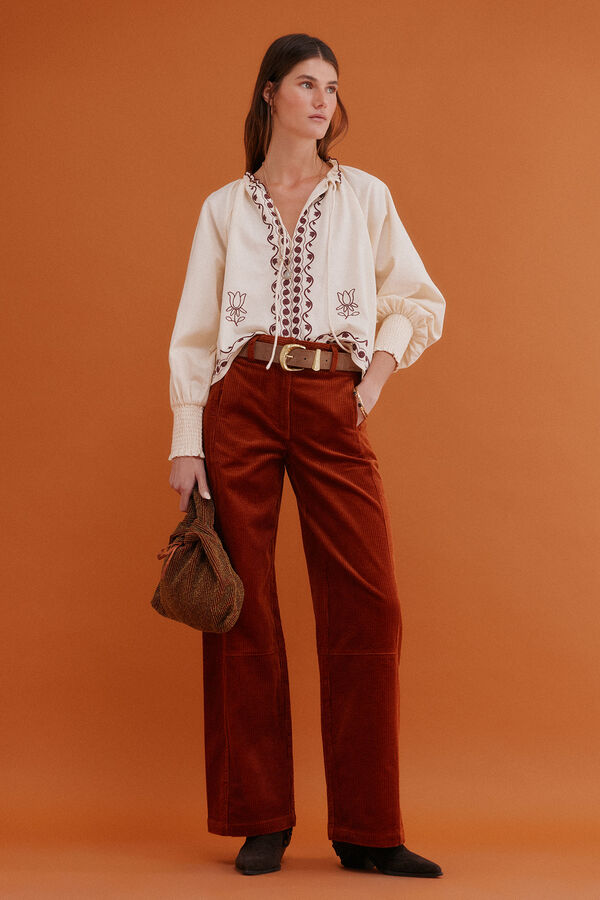 Hoss Intropia Claudia. Blusa bordada Marfil