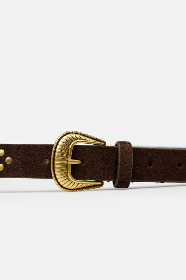 Hoss Intropia Lianna. Cintur&oacute;n de serraje y tachas Marron